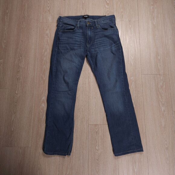 Paige Federal Jeans Mens 31(32x28) Blue Slim Straight Stretch Denim Medium Wash - Picture 1 of 14